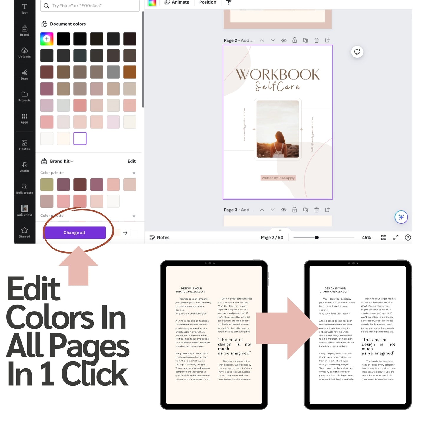 Modern Ebook/ Workbook Template Canva Editable- DFY Digital Product
