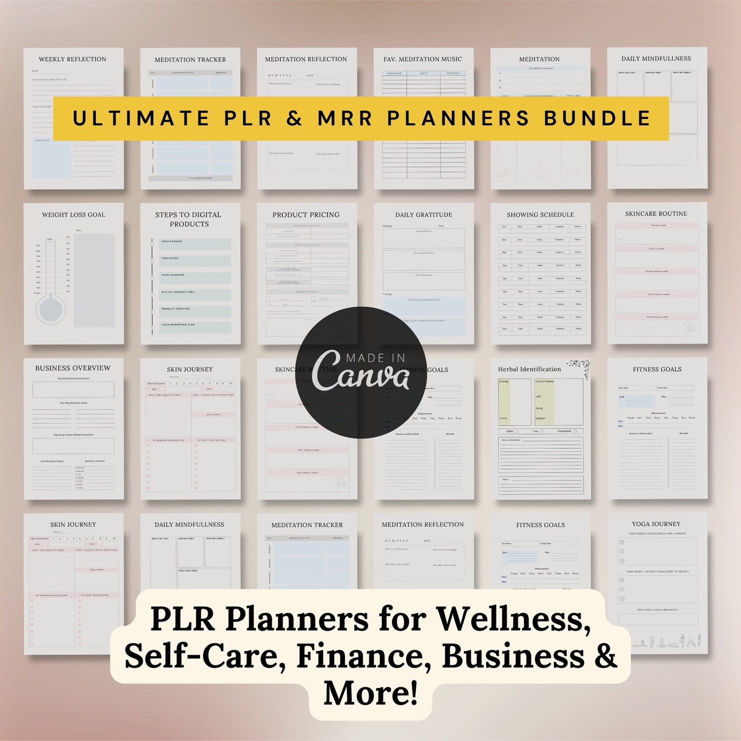 PLR Planner Bundle Master Resell Rights Digital Planner für den Verkauf auf Etsy PLR Digital Products MRR Business Planner-Vorlagen