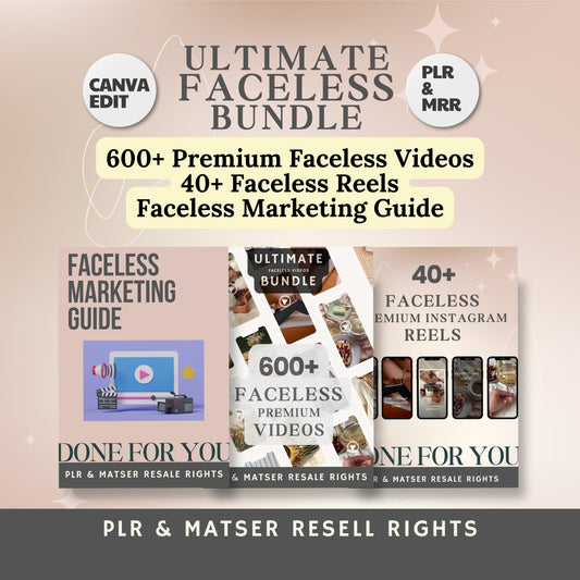 PLR Faceless Reels-Videos-Bundle mit Master-Resell-Rechten und PLR, MRR Faceless Marketing für Sie zum Verkauf auf Etsy mit Faceless Guide