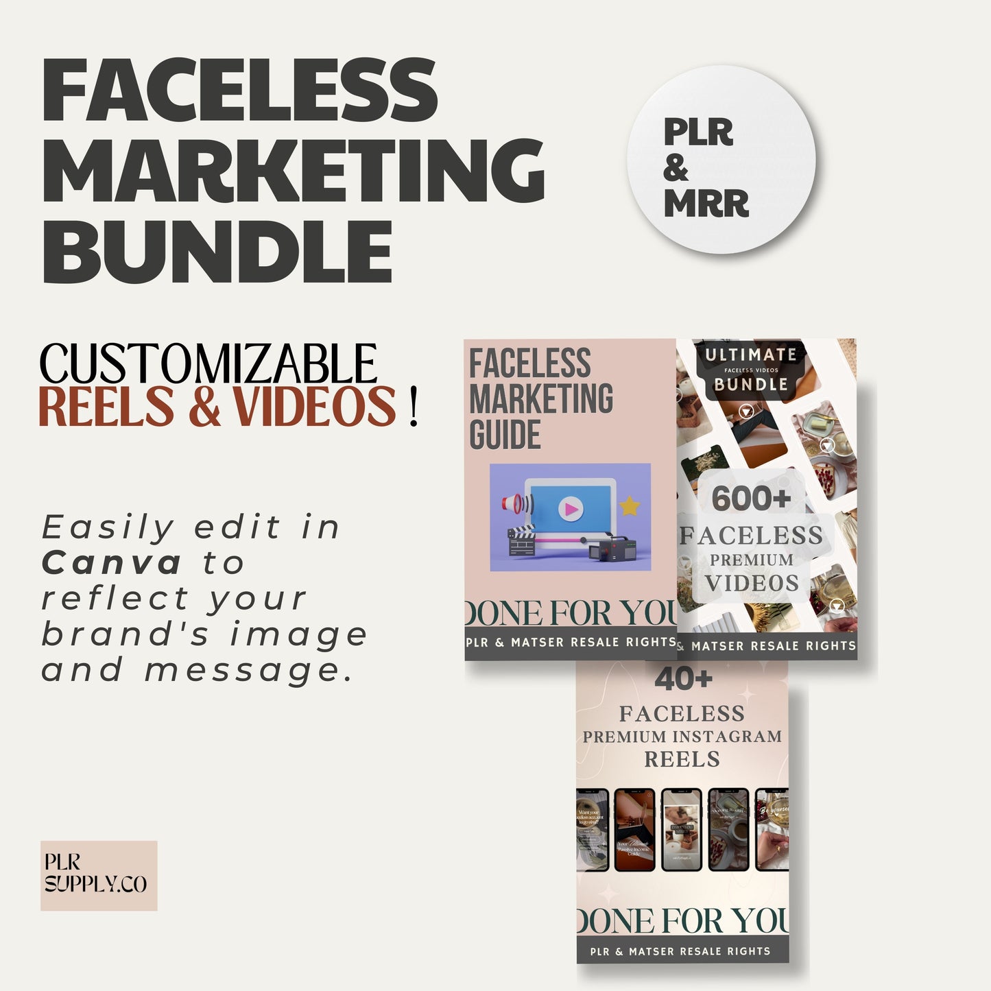 PLR Faceless Reels-Videos-Bundle mit Master-Resell-Rechten und PLR, MRR Faceless Marketing für Sie zum Verkauf auf Etsy mit Faceless Guide