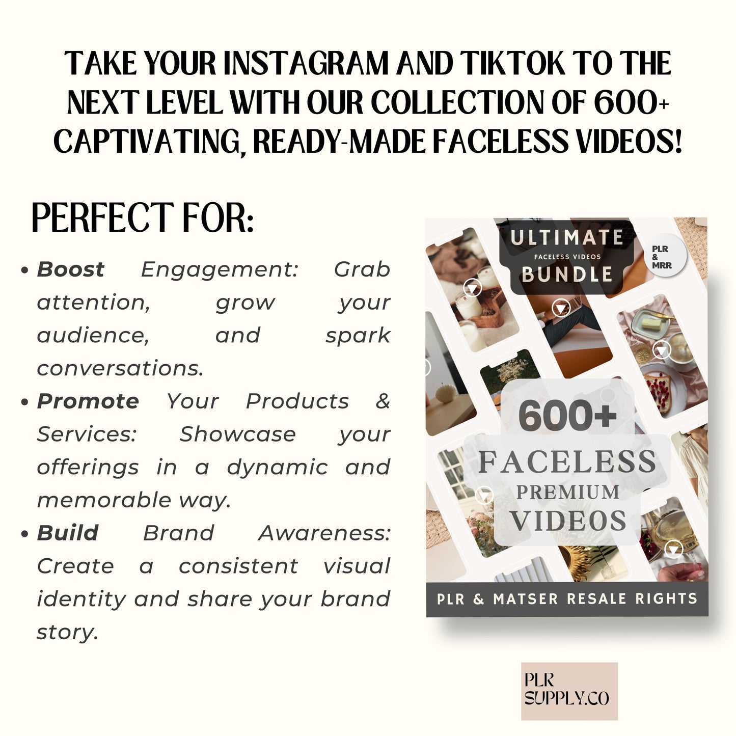 PLR Faceless Reels-Videos-Bundle mit Master-Resell-Rechten und PLR, MRR Faceless Marketing für Sie zum Verkauf auf Etsy mit Faceless Guide