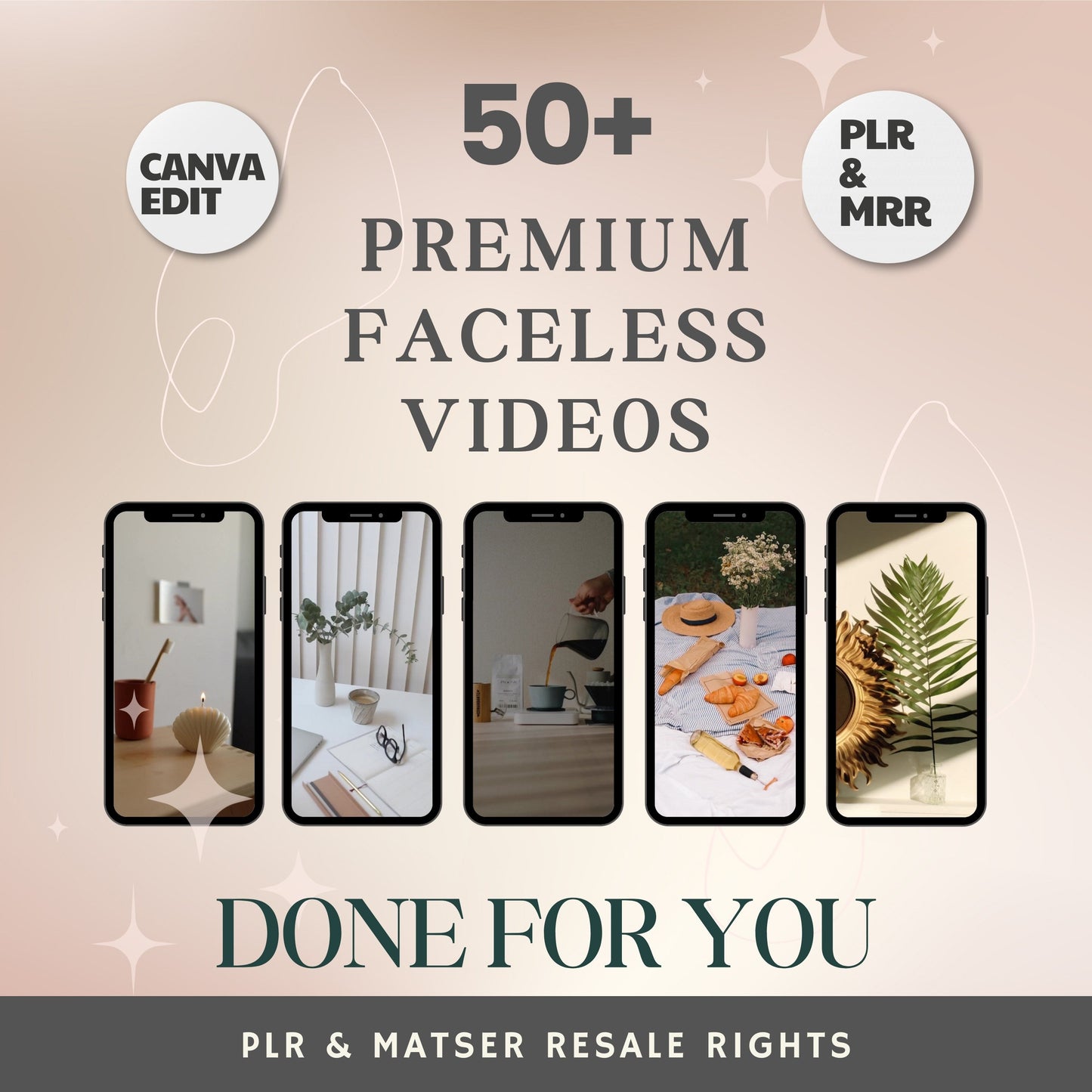 PLR Faceless-Videos, 50er-Set mit Master-Resell-Rechten, PLR Faceless Marketing für Sie zum Verkauf auf Etsy mit Faceless Marketing Guide