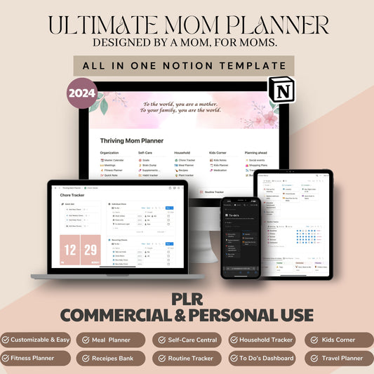 PLR Notion Template All In One That Mom Notion Life Planner- DFY Digital Product