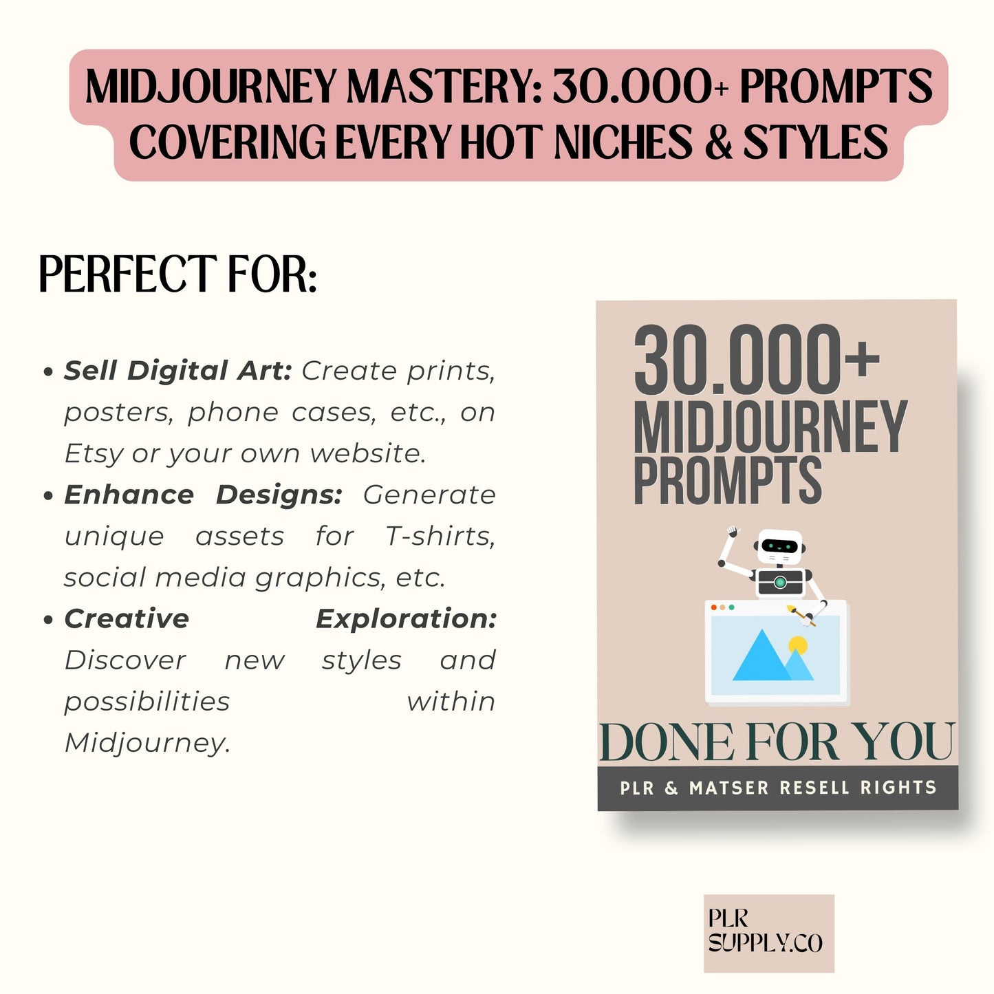 Midjourney Prompts Bundle Master Resell Rights PLR Digitale Produkte zum Verkauf auf Etsy, Prompts Midjourney Art für Etsy-Verkäufer PLR AI Prompts
