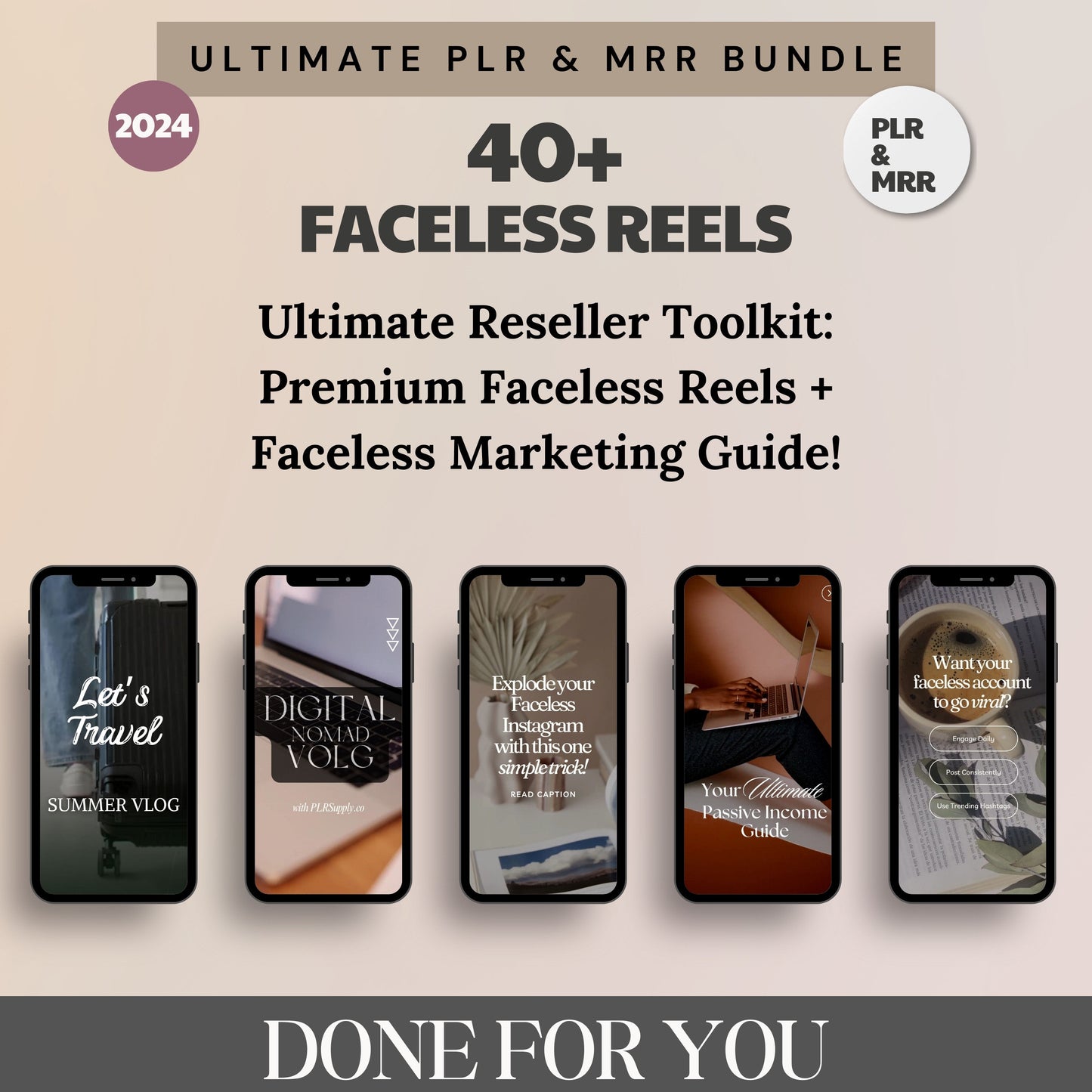 PLR Faceless Reels-Videos-Bundle mit Master-Resell-Rechten und PLR, MRR Faceless Marketing für Sie zum Verkauf auf Etsy mit Faceless Guide