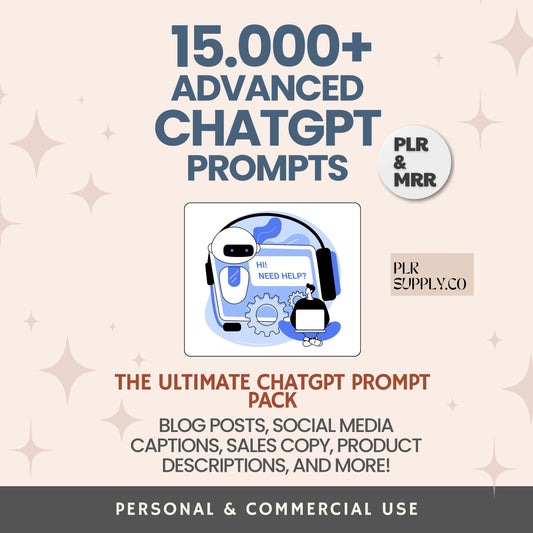 15.000 ChatGpt Prompts Bundle with Resell Rights- DFY Digital Product
