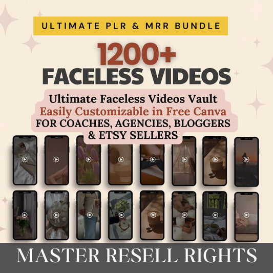 PLR Faceless Marketing Videos Master Resell Rights MRR Faceless Instagram Reels Etsy Sellers PLR Digital Products &amp; Faceless Marketing Guide