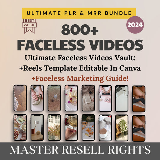 MRR Faceless Videos Master-Resell-Rechte und PLR-Reels-Vorlage Faceless-Marketing für Sie zum Verkauf auf Etsy und Faceless-Marketing-Leitfaden