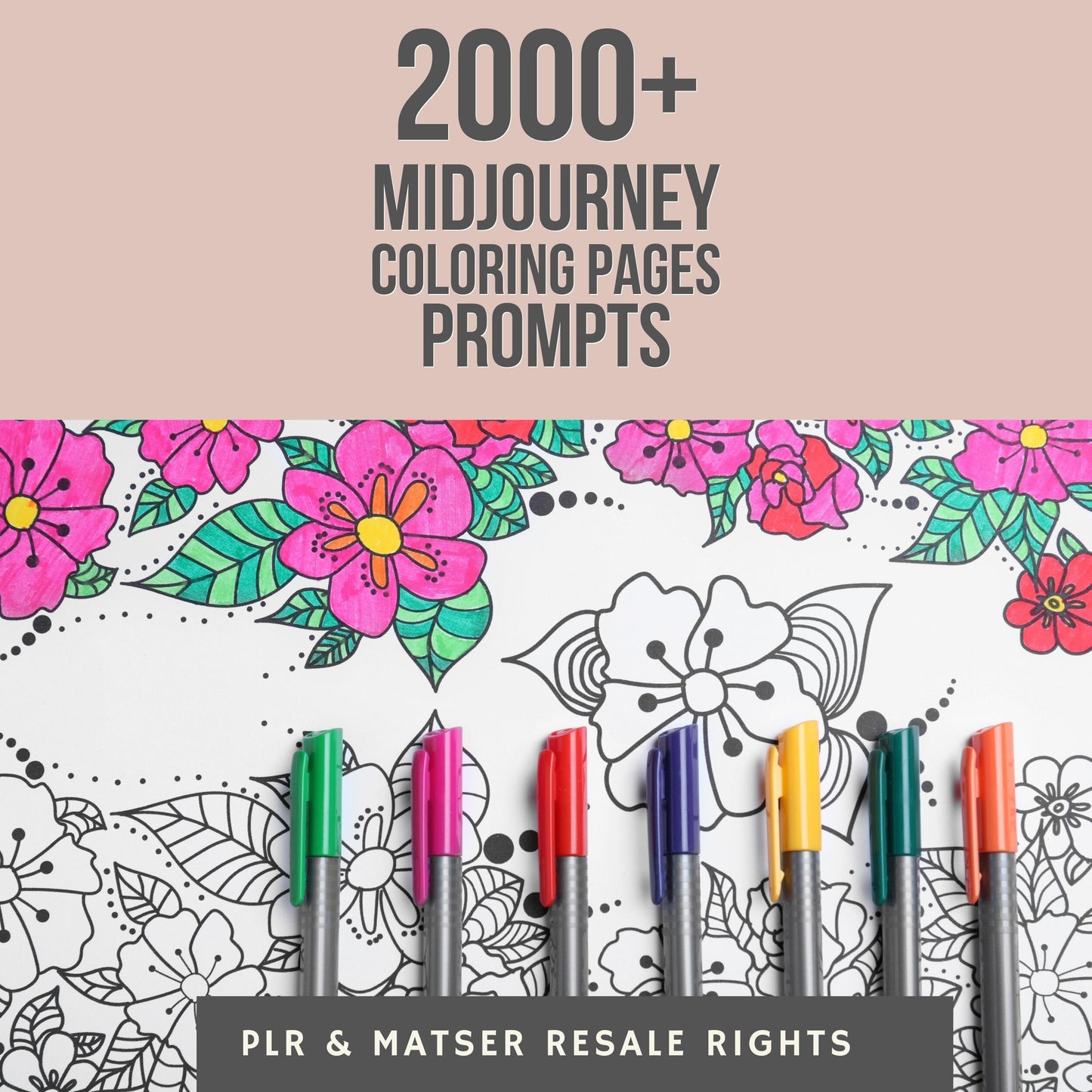 PLR Midjourney bittet um Master-Wiederverkaufsrechte für Malbücher. Digitale Produkte von PLR zum Verkauf auf Etsy Ai Art fordert Midjourney zu passivem Einkommen auf