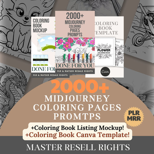 PLR Midjourney bittet um Master-Wiederverkaufsrechte für Malbücher. Digitale Produkte von PLR zum Verkauf auf Etsy Ai Art fordert Midjourney zu passivem Einkommen auf