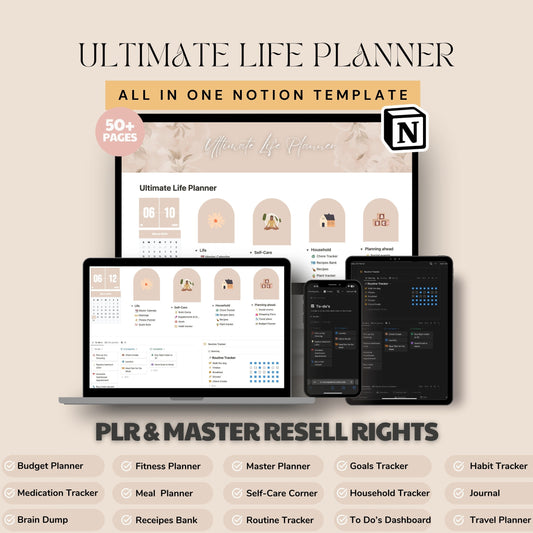 PLR Notion Template All in One Life Planner with Resell Rights- DFY Digital Product