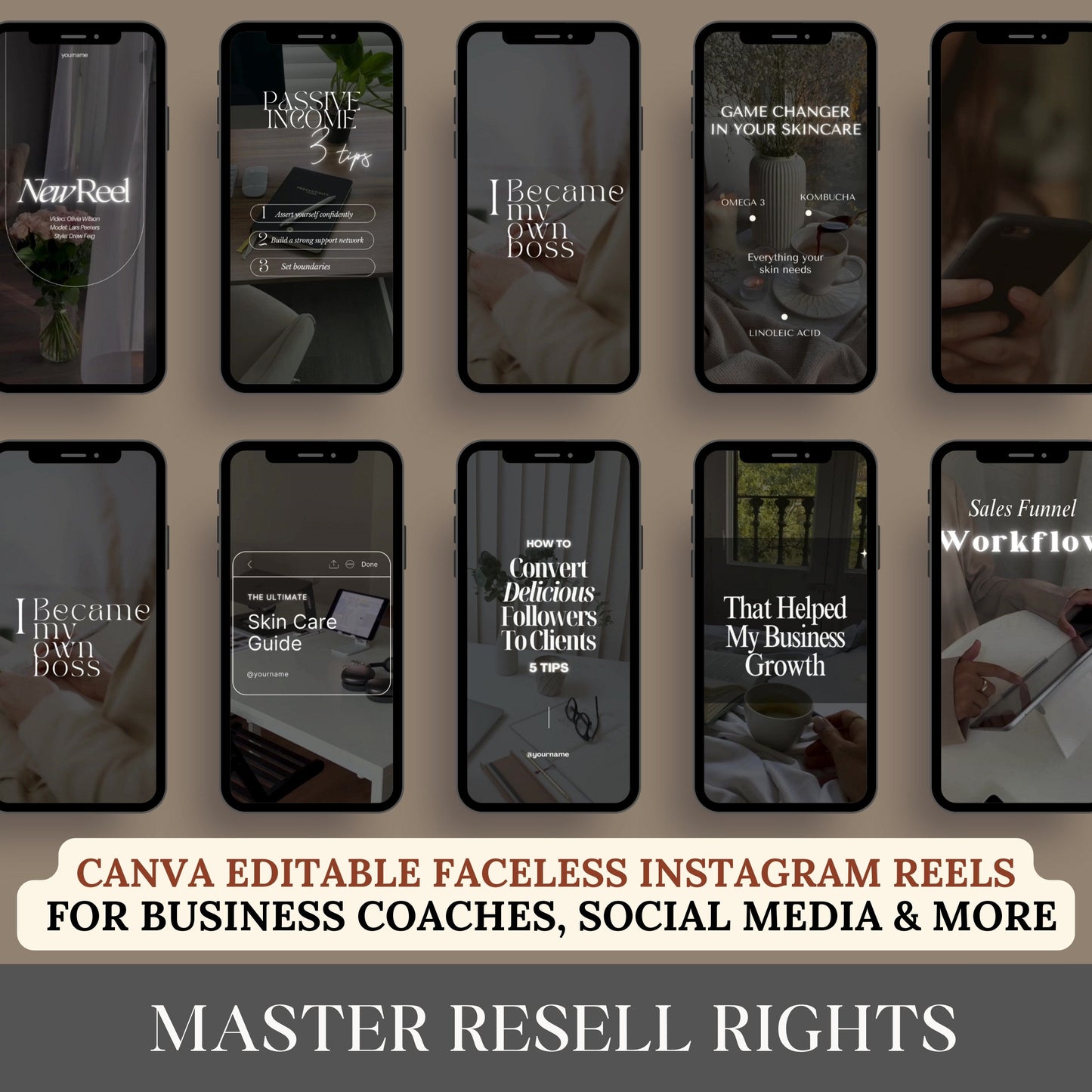 PLR Faceless Reels Master Resell Rights Instagram-Vorlagen, MRR PLR Digital Products für Sie zum Verkauf auf Etsy Faceless Marketing-Videos