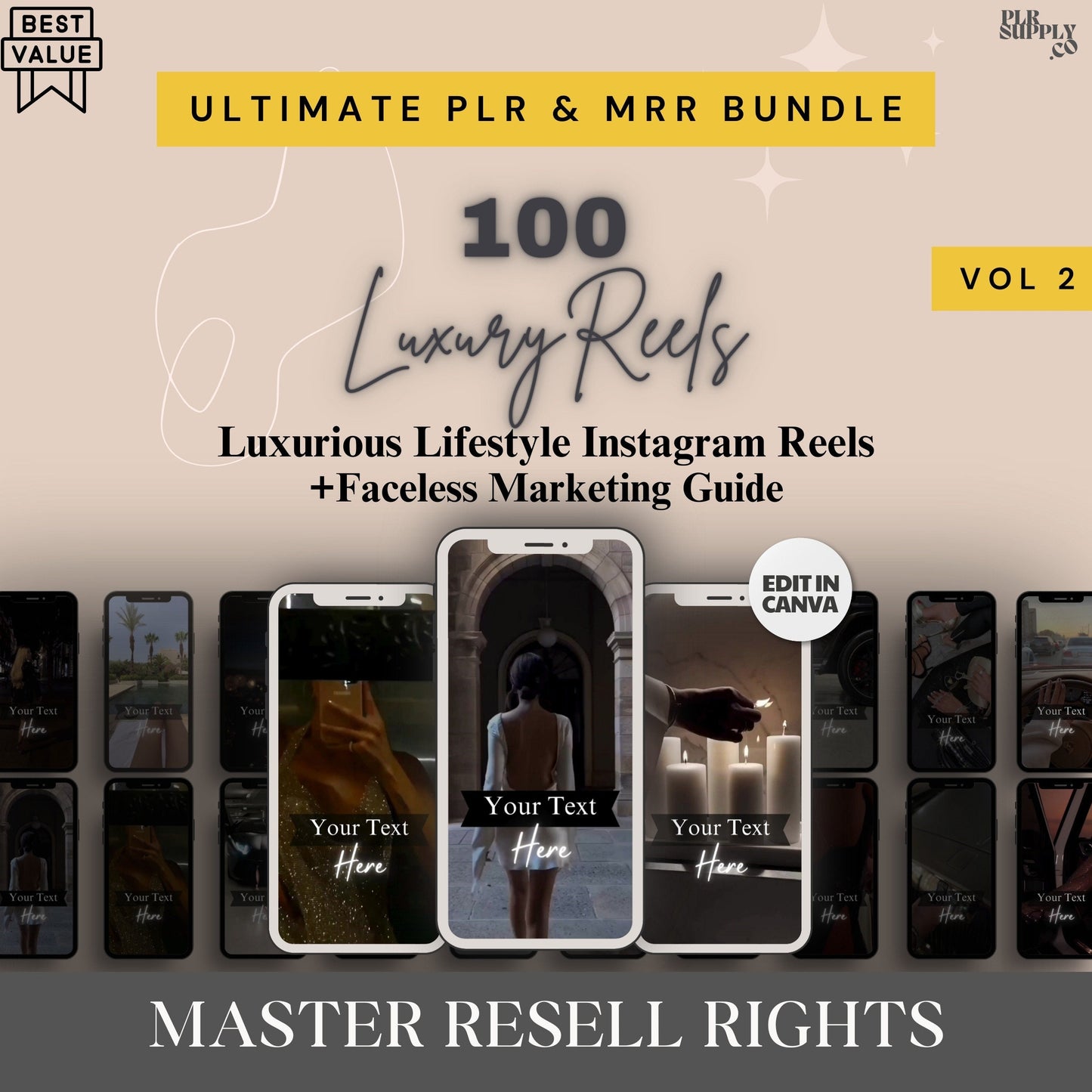 Faceless Instagram Luxury Reels Templates Master Resell Rights- DFY Digital Product