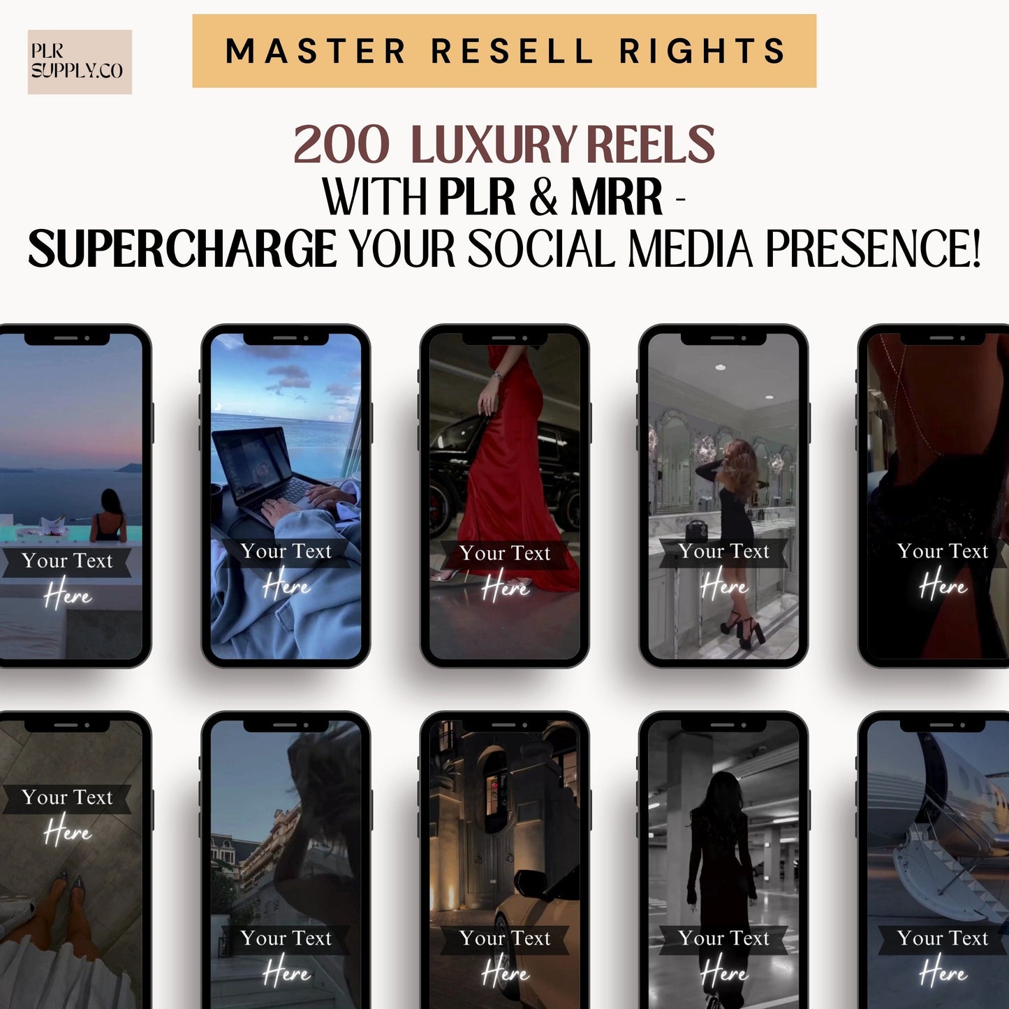 Faceless Luxury Instagram Reels PLR Templates with Resell Rights- DFY Digital Product