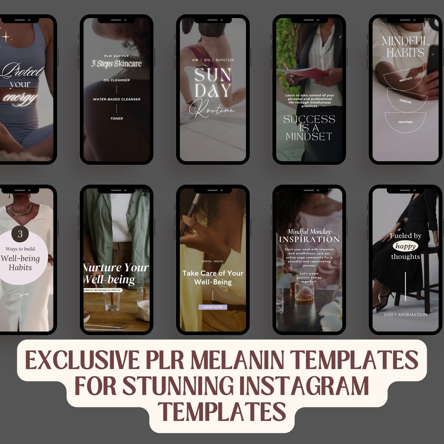 Melanin Faceless Wellness & Self care Reels with Resell Rights- DFY Digital Product