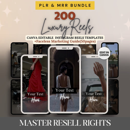 Faceless Luxury Instagram Reels PLR Templates with Resell Rights- DFY Digital Product