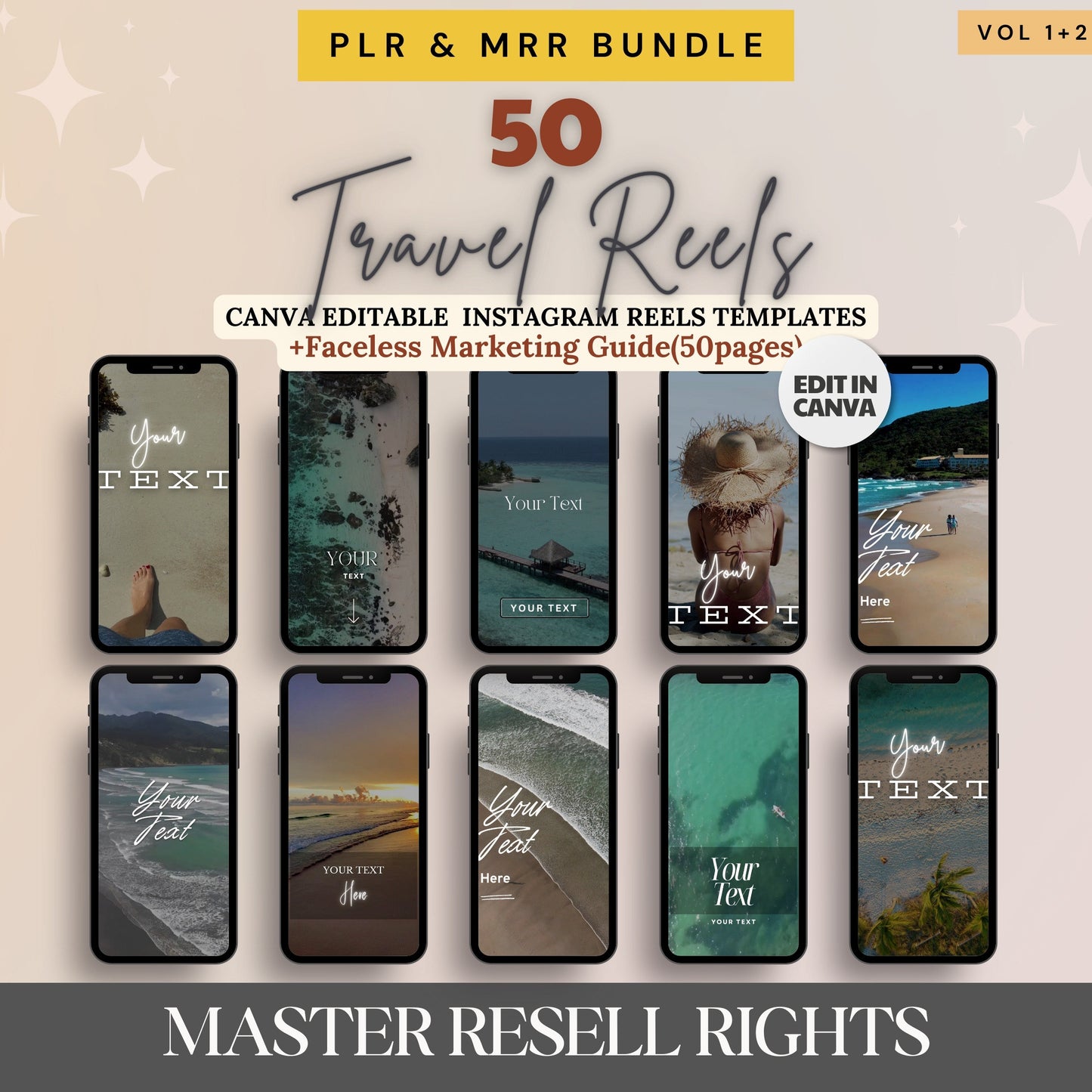 Faceless Travel Instagram Reels PLR Templates Resell with Rights- DFY Digital Product