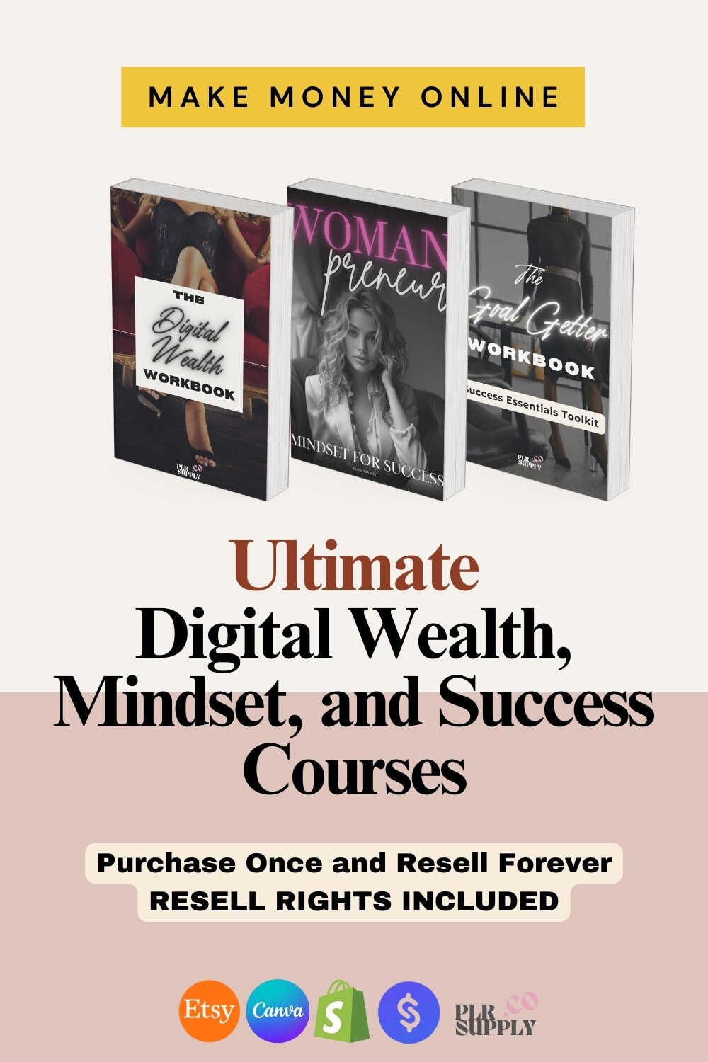 Woman Entrepreneur Wealth Course and Workbook to Make Money Online - DFY Digital Product
