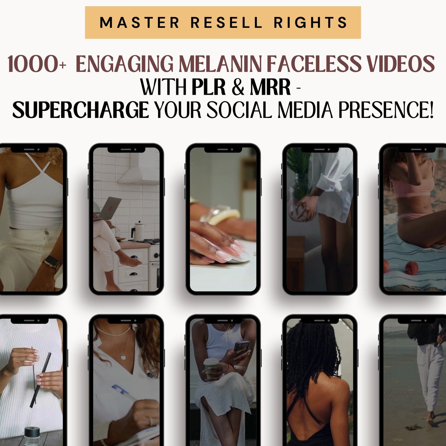 MRR Melanin Faceless Videos Master Resell Rights PLR Melanin Reels Black Women Videos