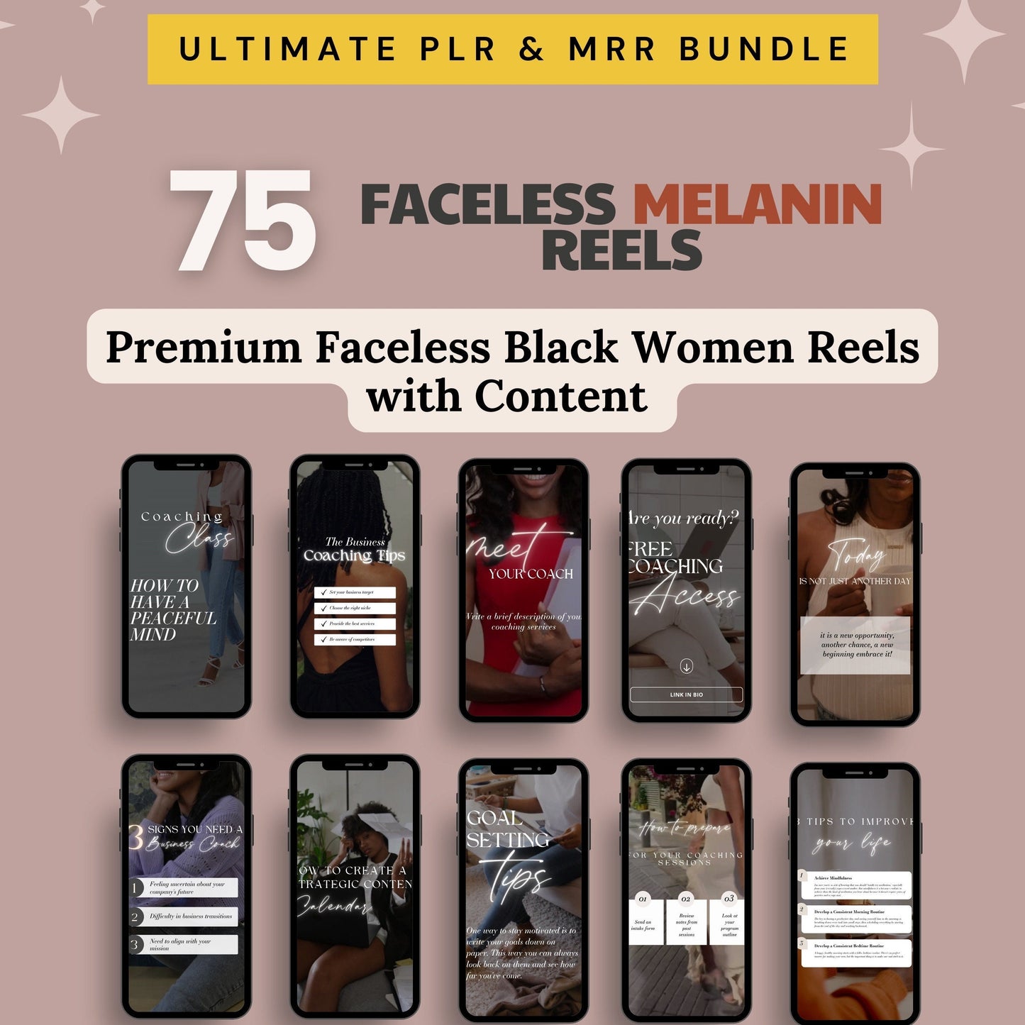 Melanin Faceless Reels Coaching Templates Resell Rights Black Women Videos MRR Reels