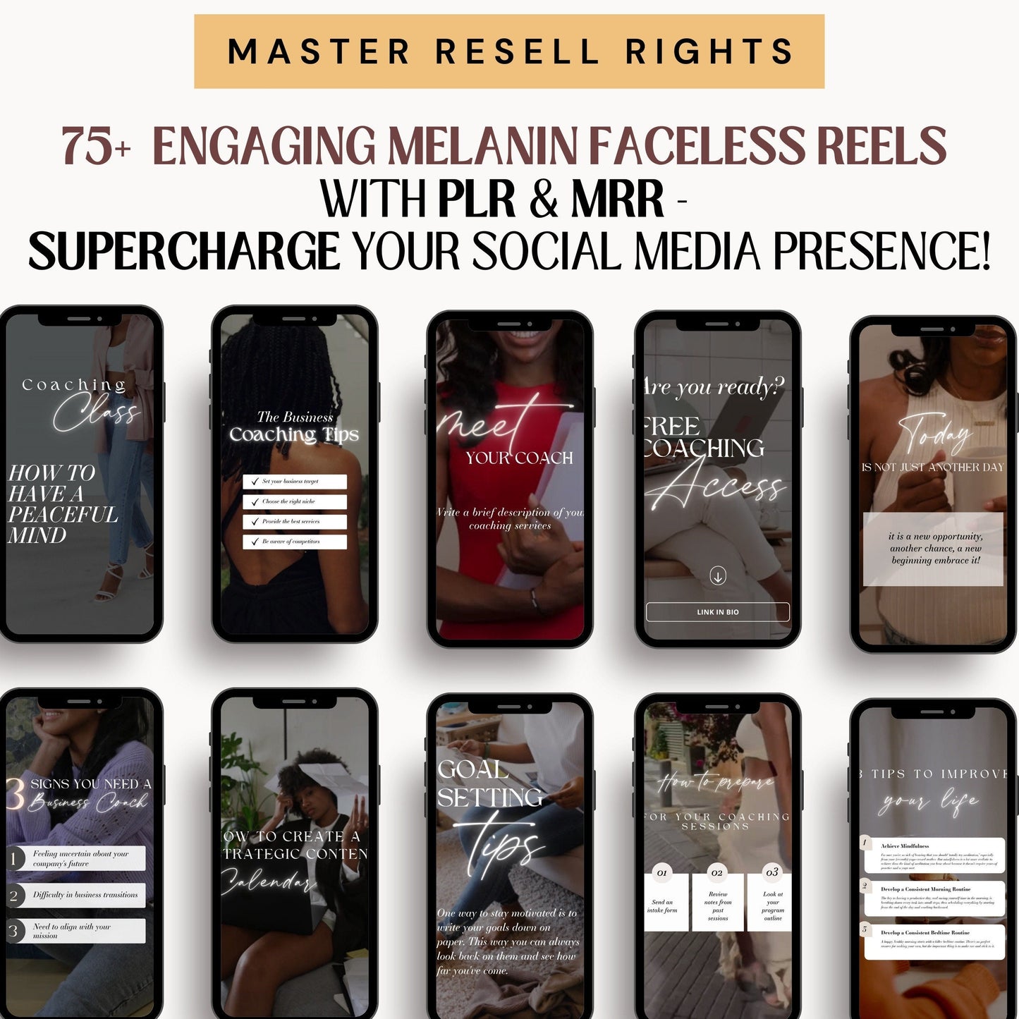 Melanin Faceless Reels Coaching Templates Resell Rights Black Women Videos MRR Reels