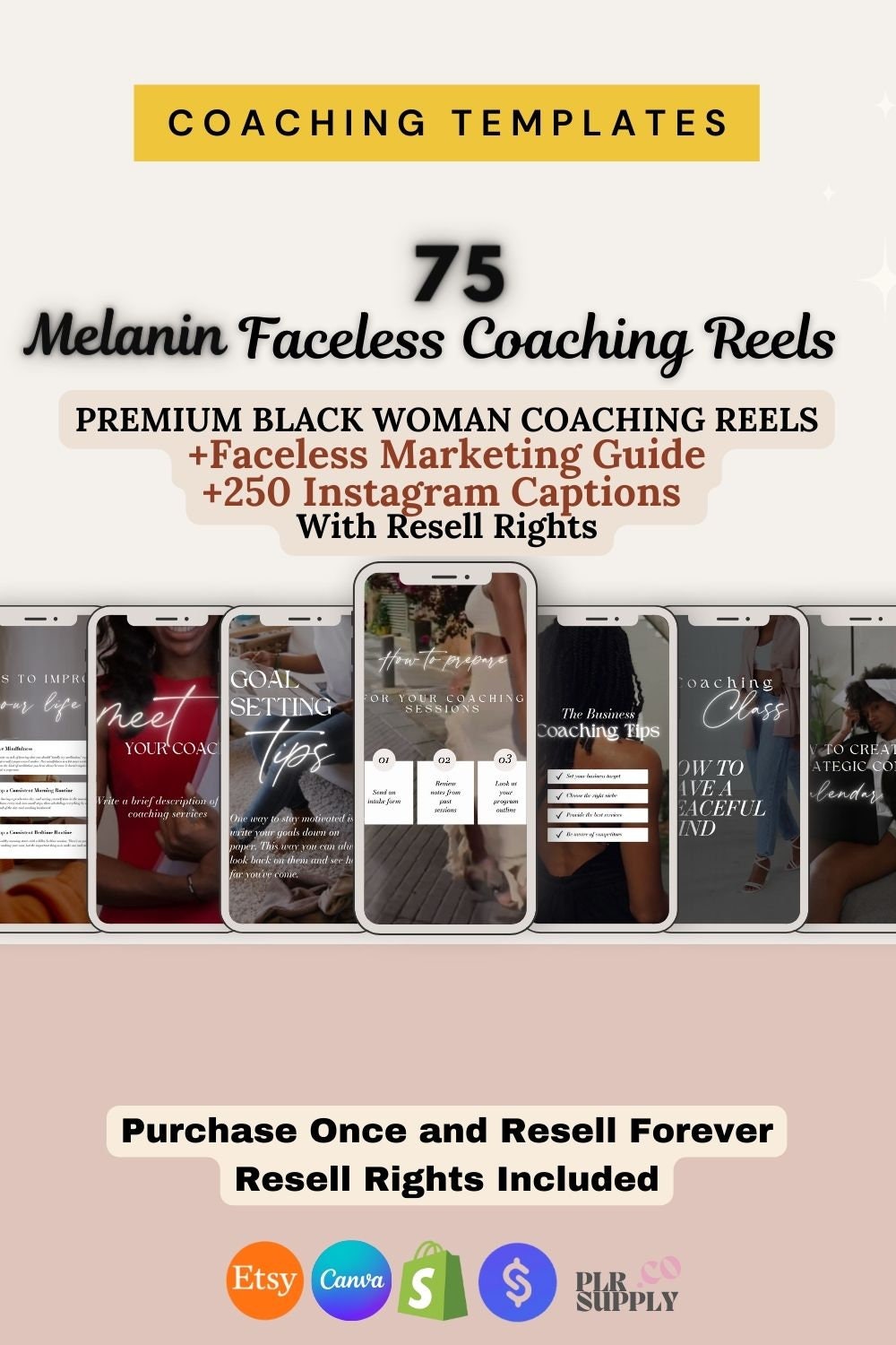 Melanin Faceless Reels Coaching Templates Resell Rights Black Women Videos MRR Reels