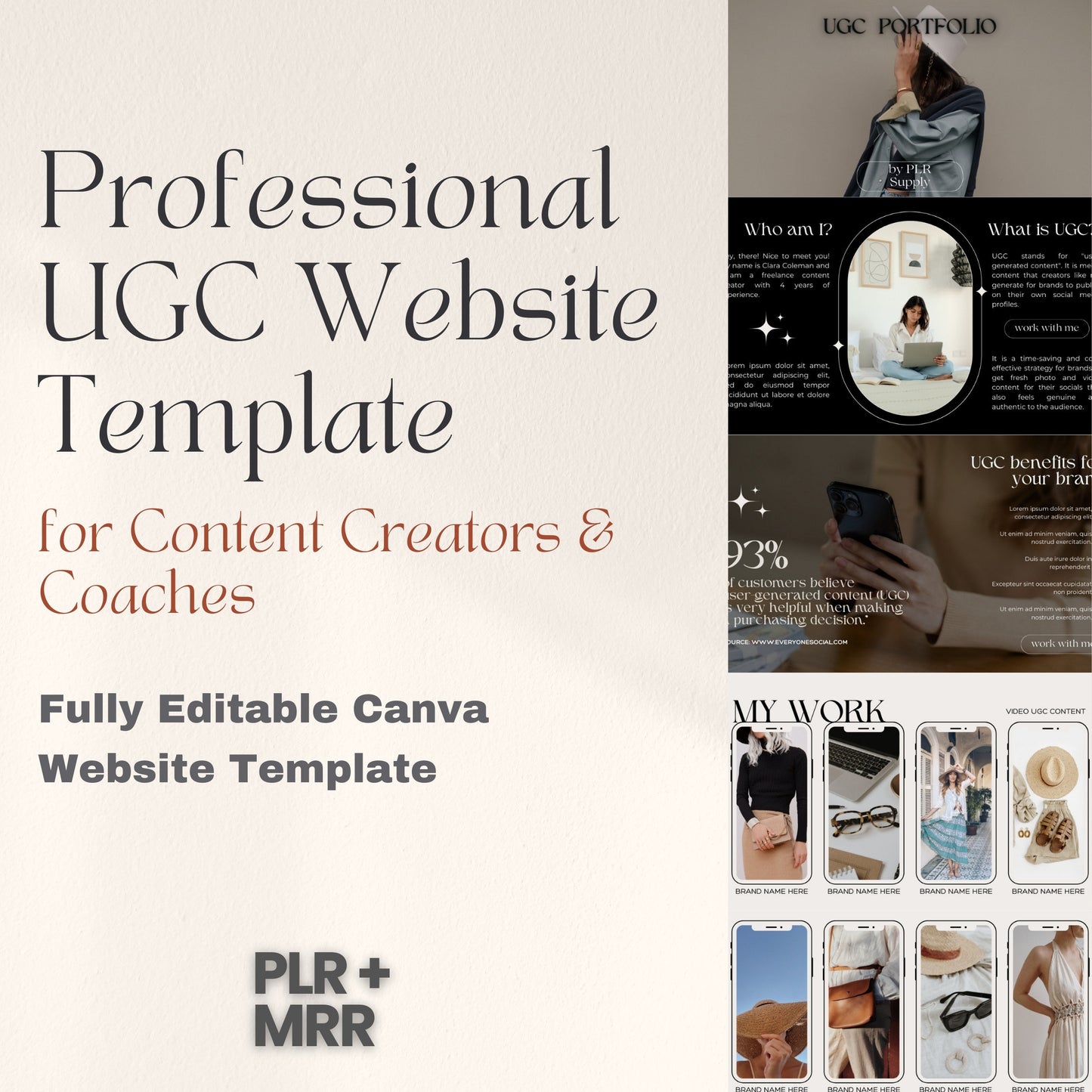 Canva Website Template UGC Portfolio Template PLR Business Coach Website