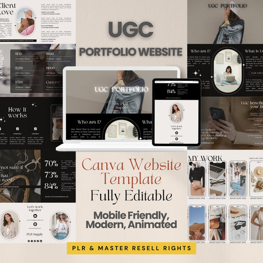 Canva Website Template UGC Portfolio Template PLR Branding Kit Business Coach Website Template Master Resell Rights PLR Digital Products