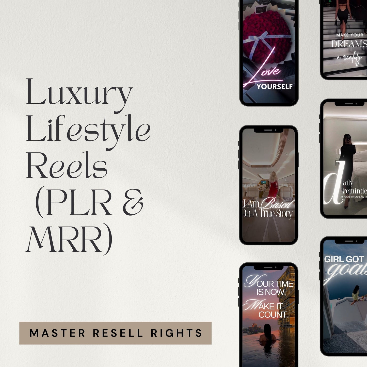 Faceless Luxury Reels MRR Aesthetic Luxury Reels Instagram Template Master Resell Rights