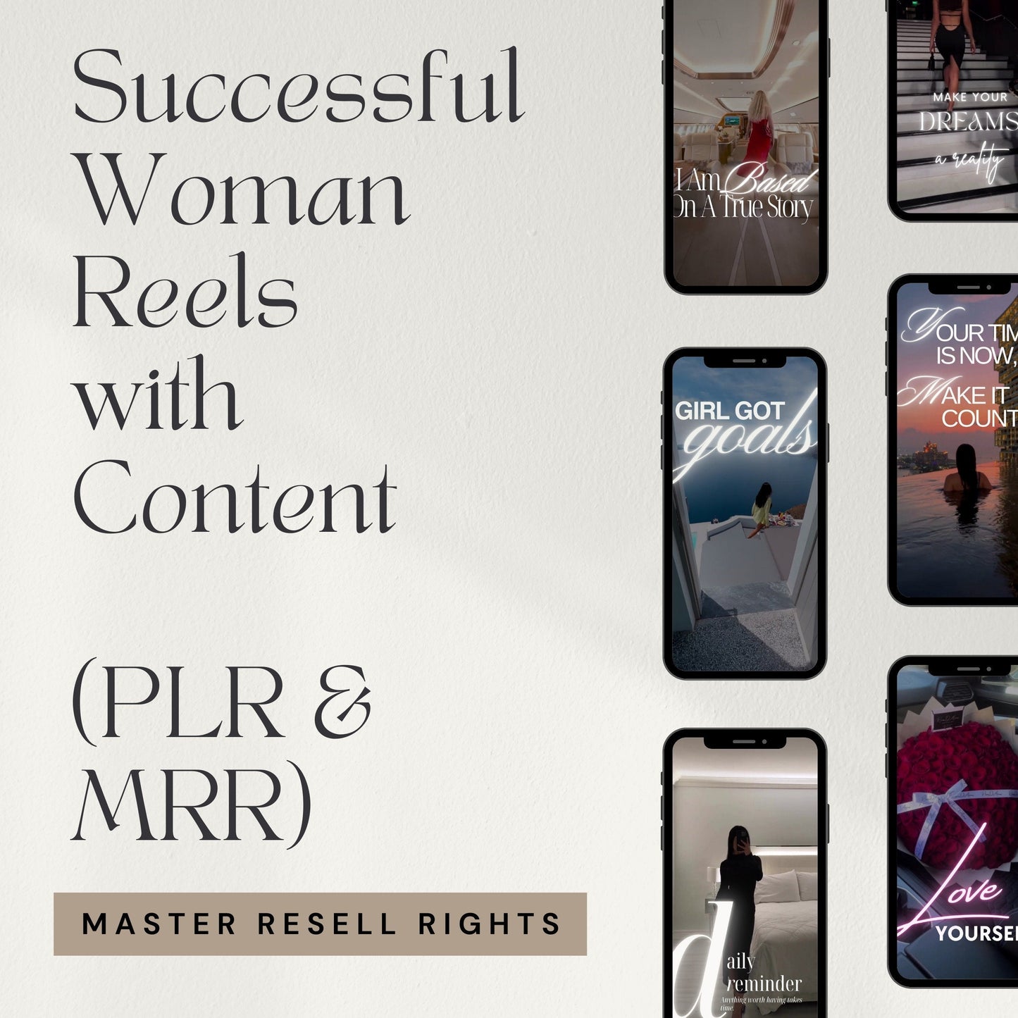 Faceless Luxury Reels MRR Aesthetic Luxury Reels Instagram Template Master Resell Rights