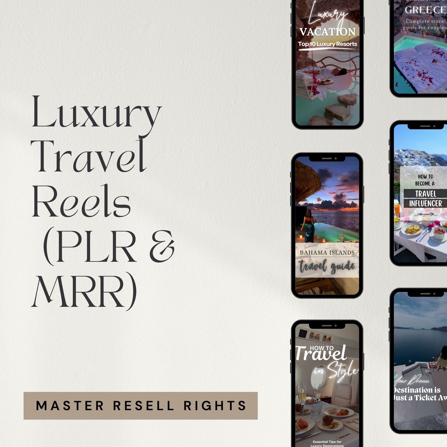 Travel Reels Faceless Luxury Travel Reels MRR Instagram Template Travel Influencer Luxury Reels