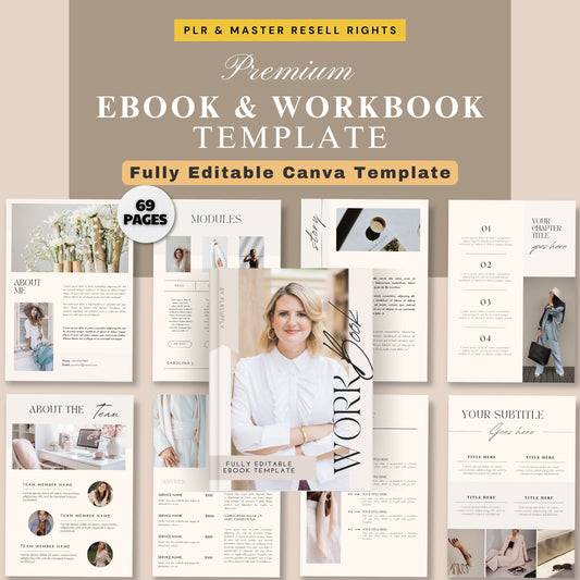 MRR Workbook Coaching Template Ebook Canva Template Resell Rights Life Coach Branding Kit