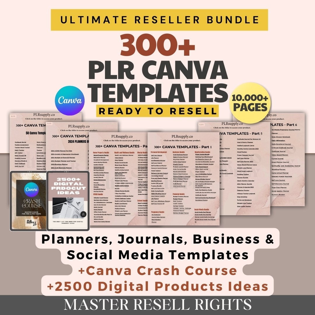 Ultimate PLR Templates Bundle, MRR Canva Templates