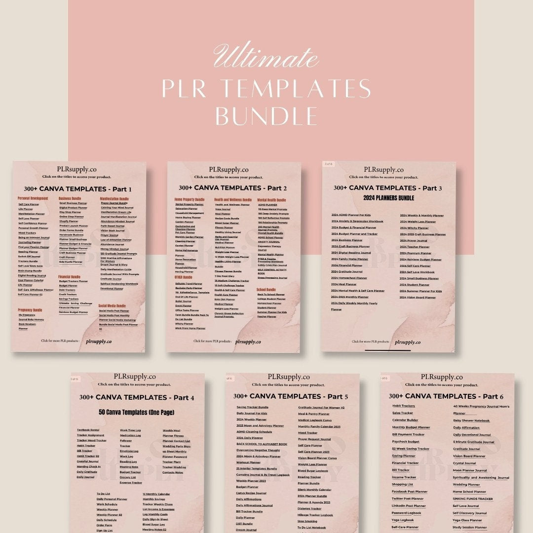 Ultimate PLR Templates Bundle, MRR Canva Templates