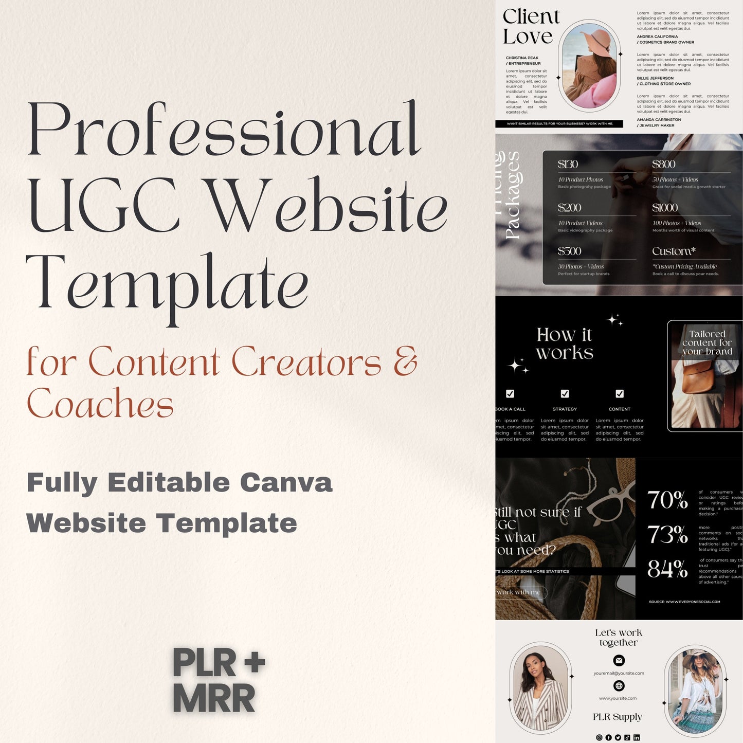 Canva Website Template UGC Portfolio Template PLR Business Coach Website