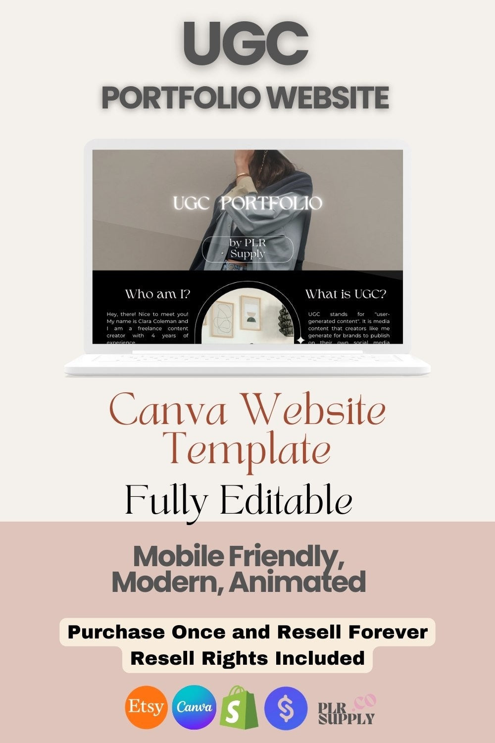 Canva Website Template UGC Portfolio Template PLR Business Coach Website