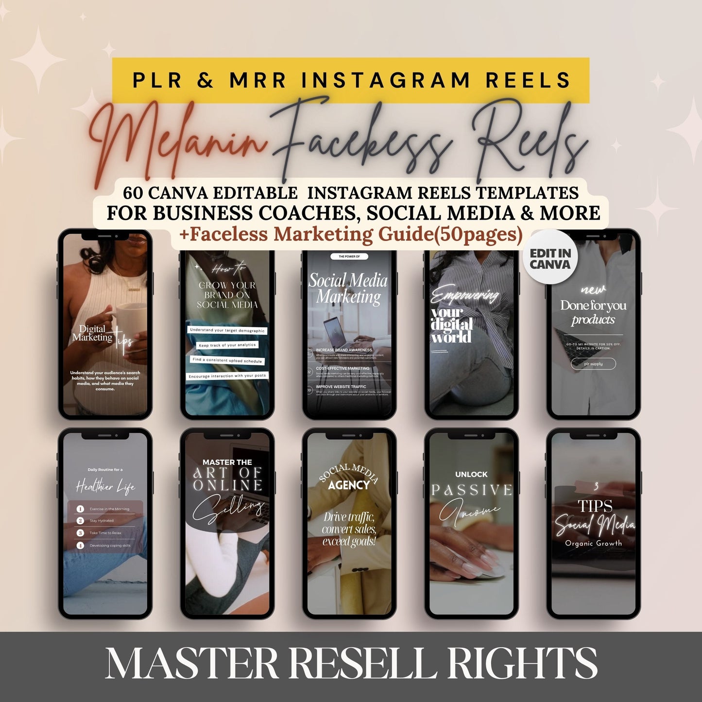 Faceless Reels Bundle MRR Instagram Reels Master Resell Right Luxury