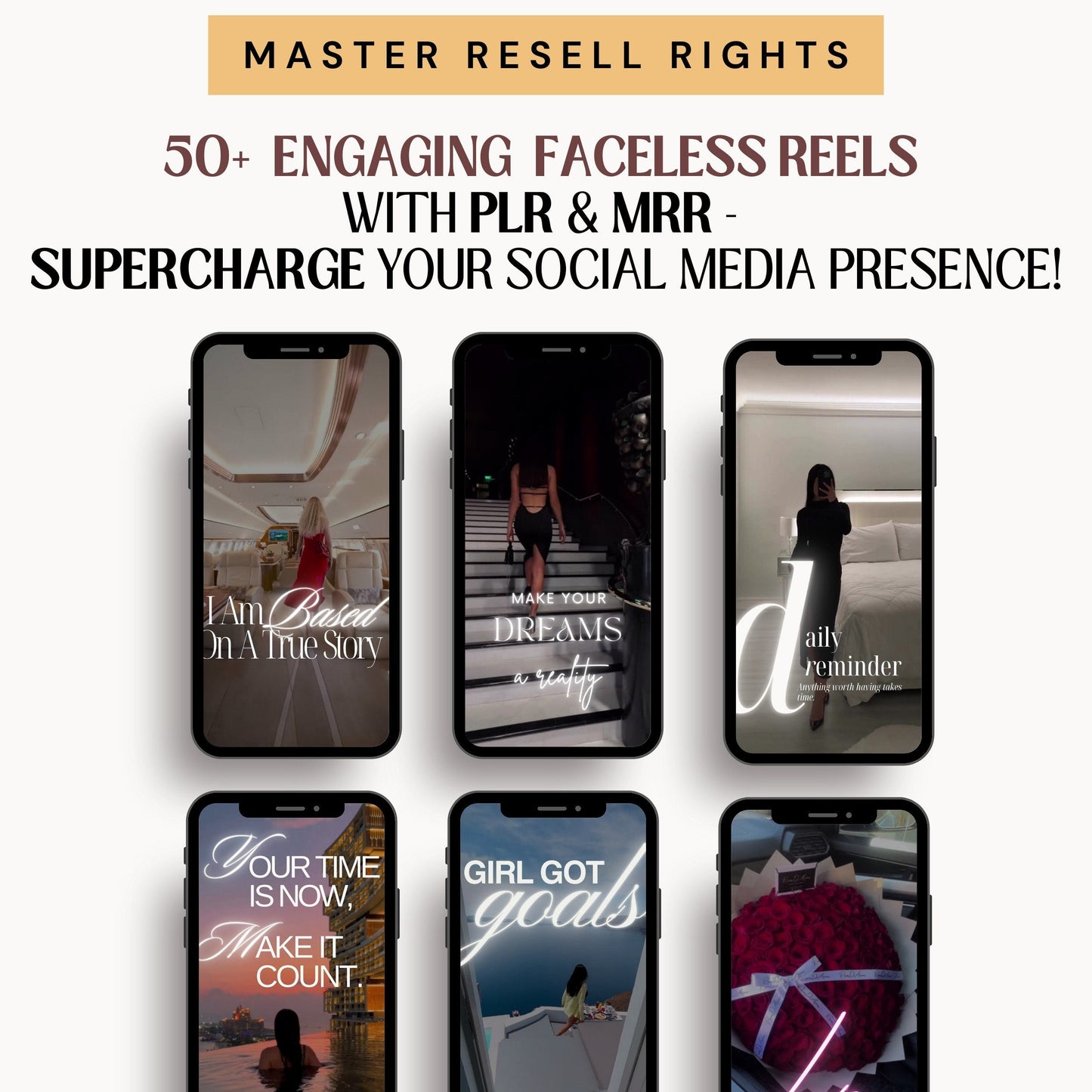 Faceless Luxury Reels MRR Aesthetic Luxury Reels Instagram Template Master Resell Rights