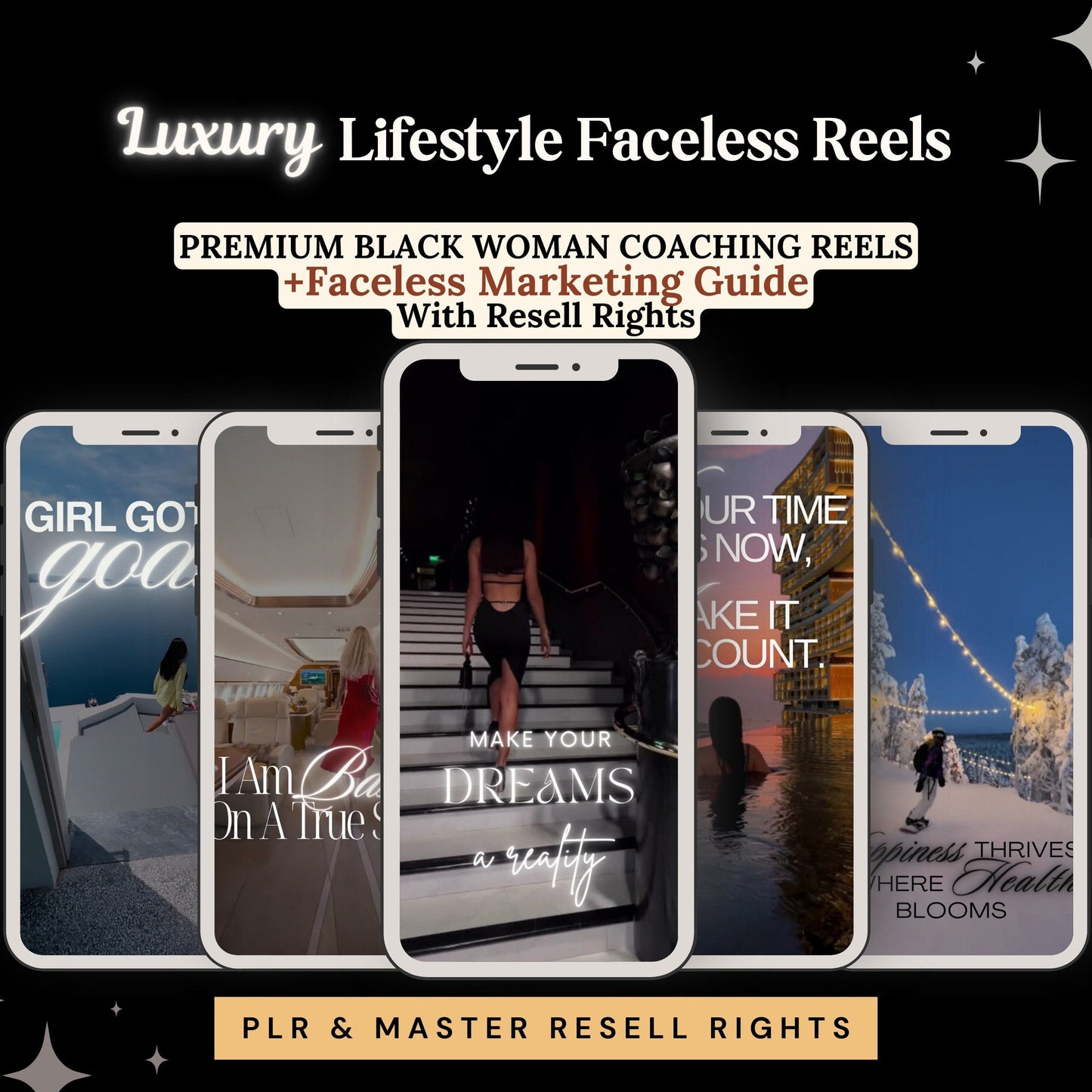 Faceless Luxury Reels MRR Aesthetic Luxury Reels Instagram Template Master Resell Rights