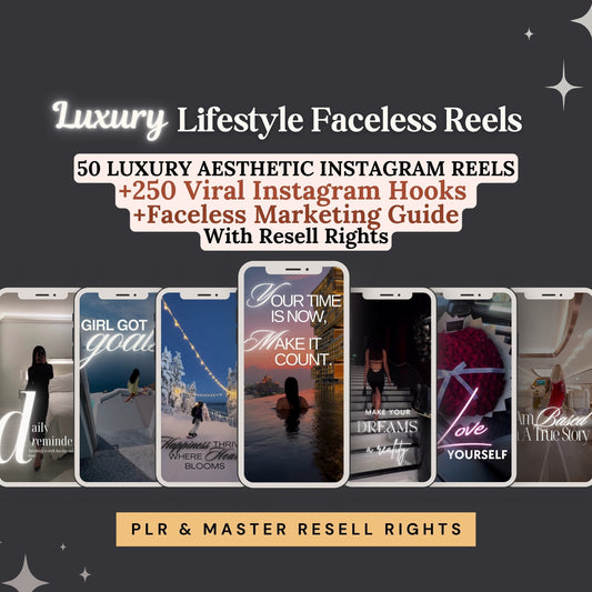 Faceless Luxury Reels MRR Aesthetic Luxury Reels Instagram Template Master Resell Rights