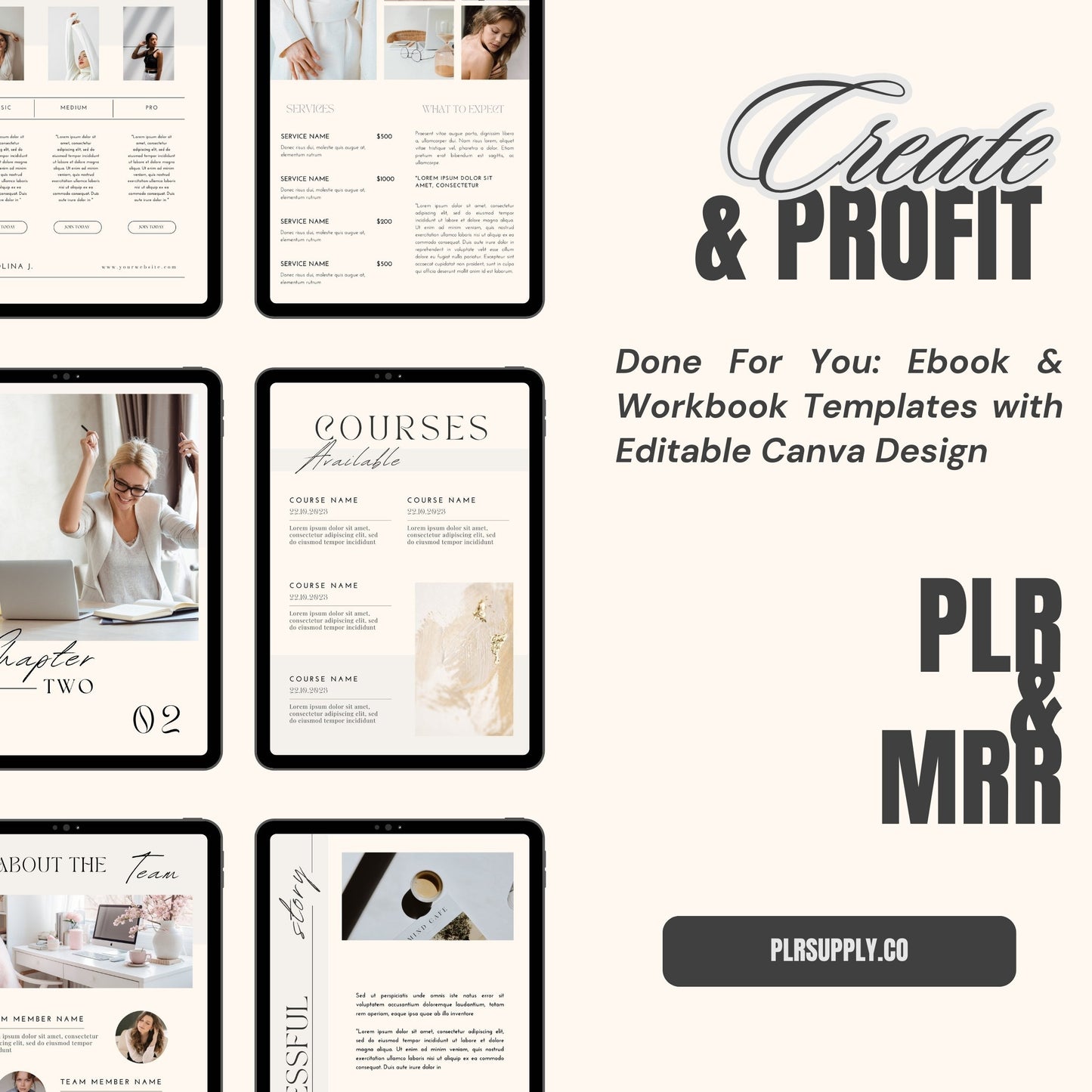 MRR Workbook Coaching Template Ebook Canva Template Resell Rights Life Coach Branding Kit