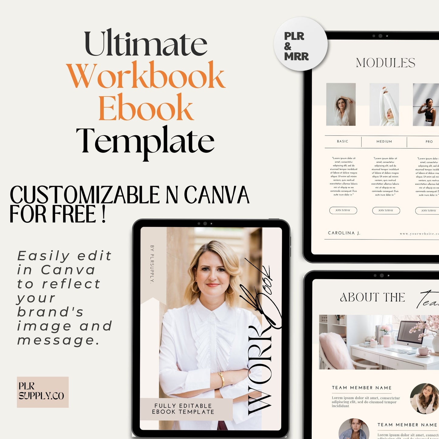 MRR Workbook Coaching Template Ebook Canva Template Resell Rights Life Coach Branding Kit