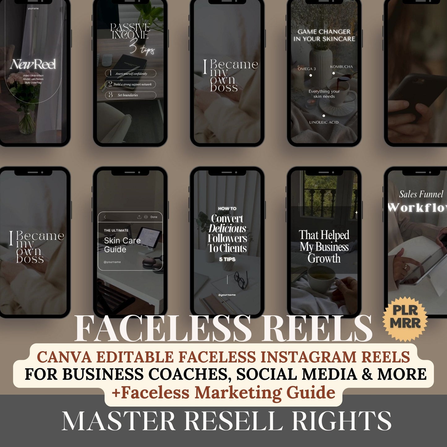 Faceless Reels Bundle MRR Instagram Reels Master Resell Right Luxury