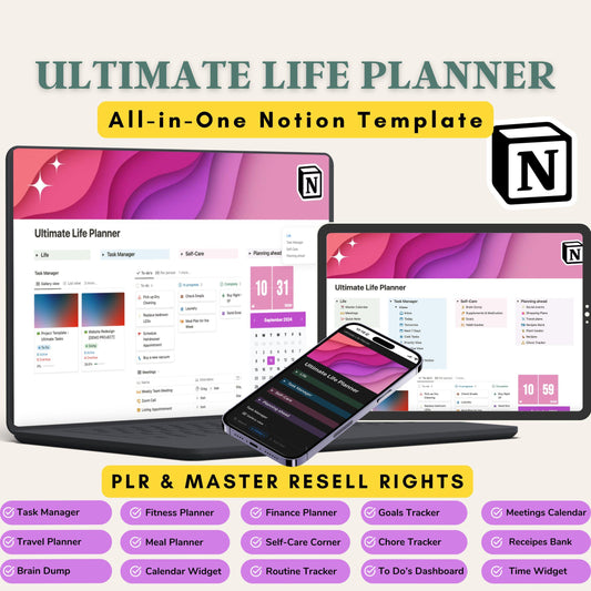 Notion Template Life Planner MRR Notion Planner Master Resell Rights