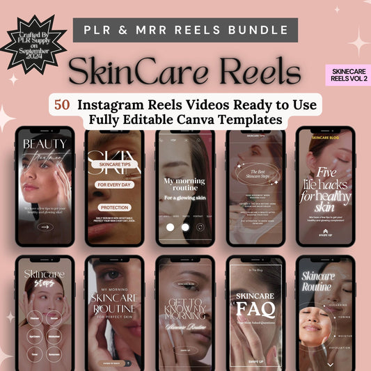 Instagram Reels Skincare Videos Reels Master Resell Rights Canva Templates