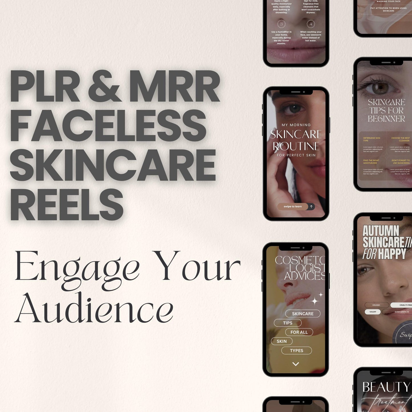 Instagram Reels Skincare Videos Reels Master Resell Rights Canva Templates