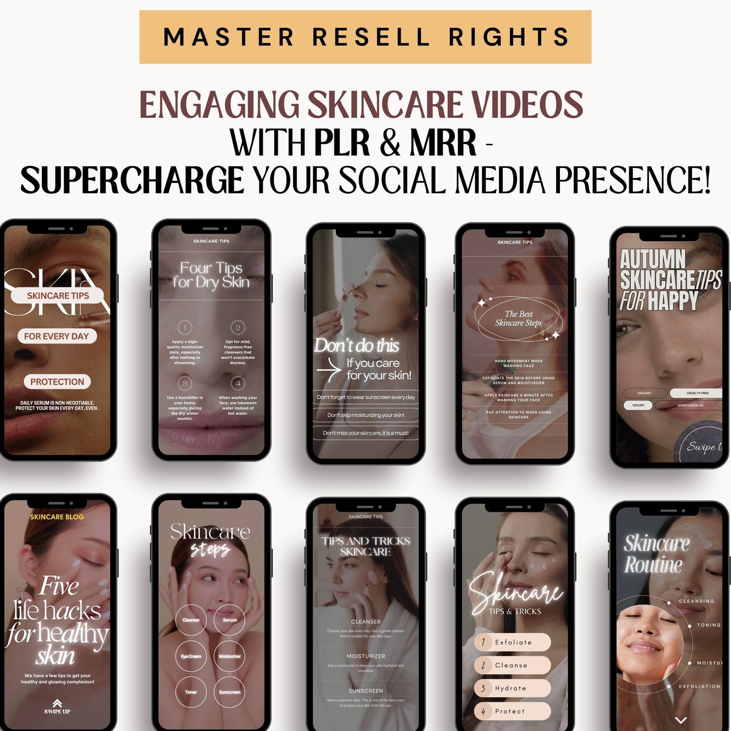 Instagram Reels Skincare Videos Reels Master Resell Rights Canva Templates